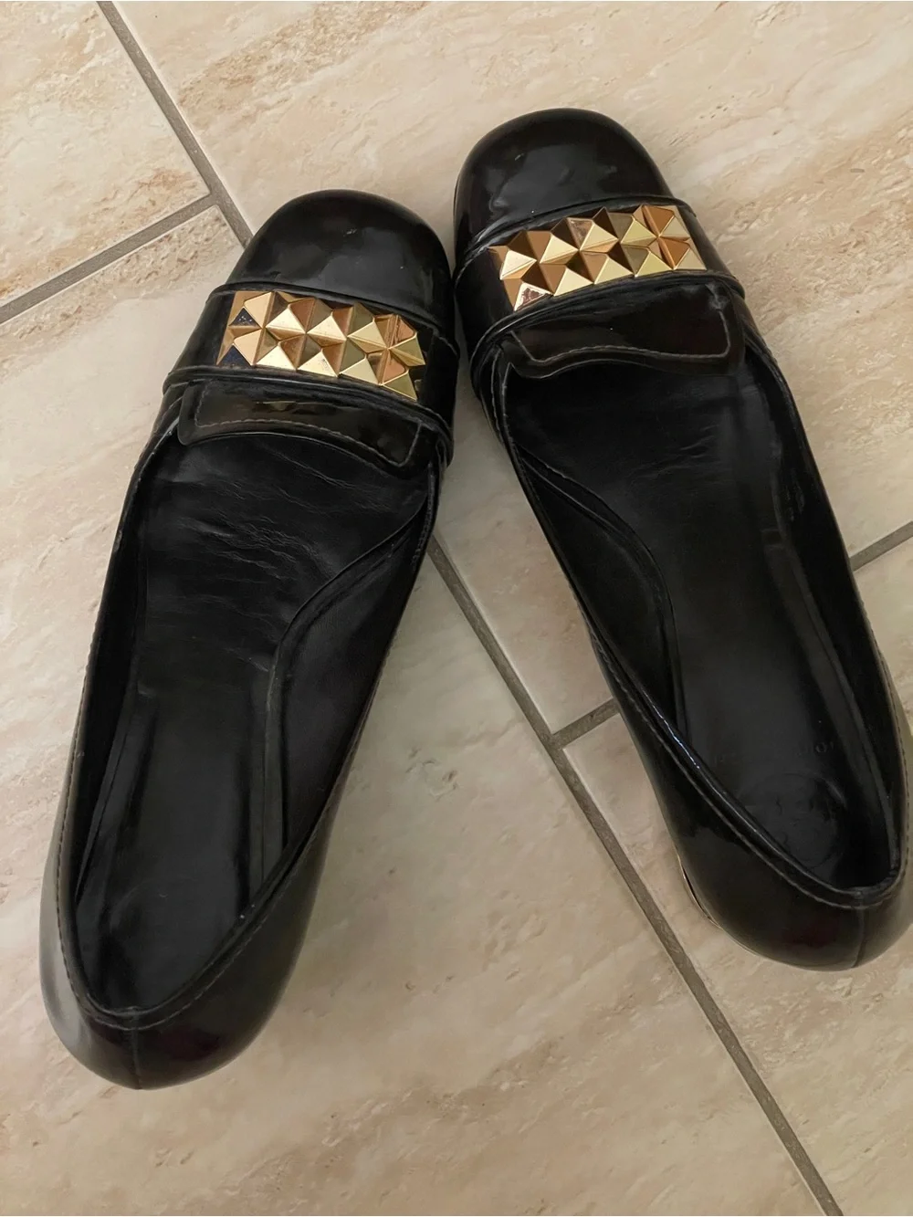 Tory Burch Black Leather chunky heel shoe